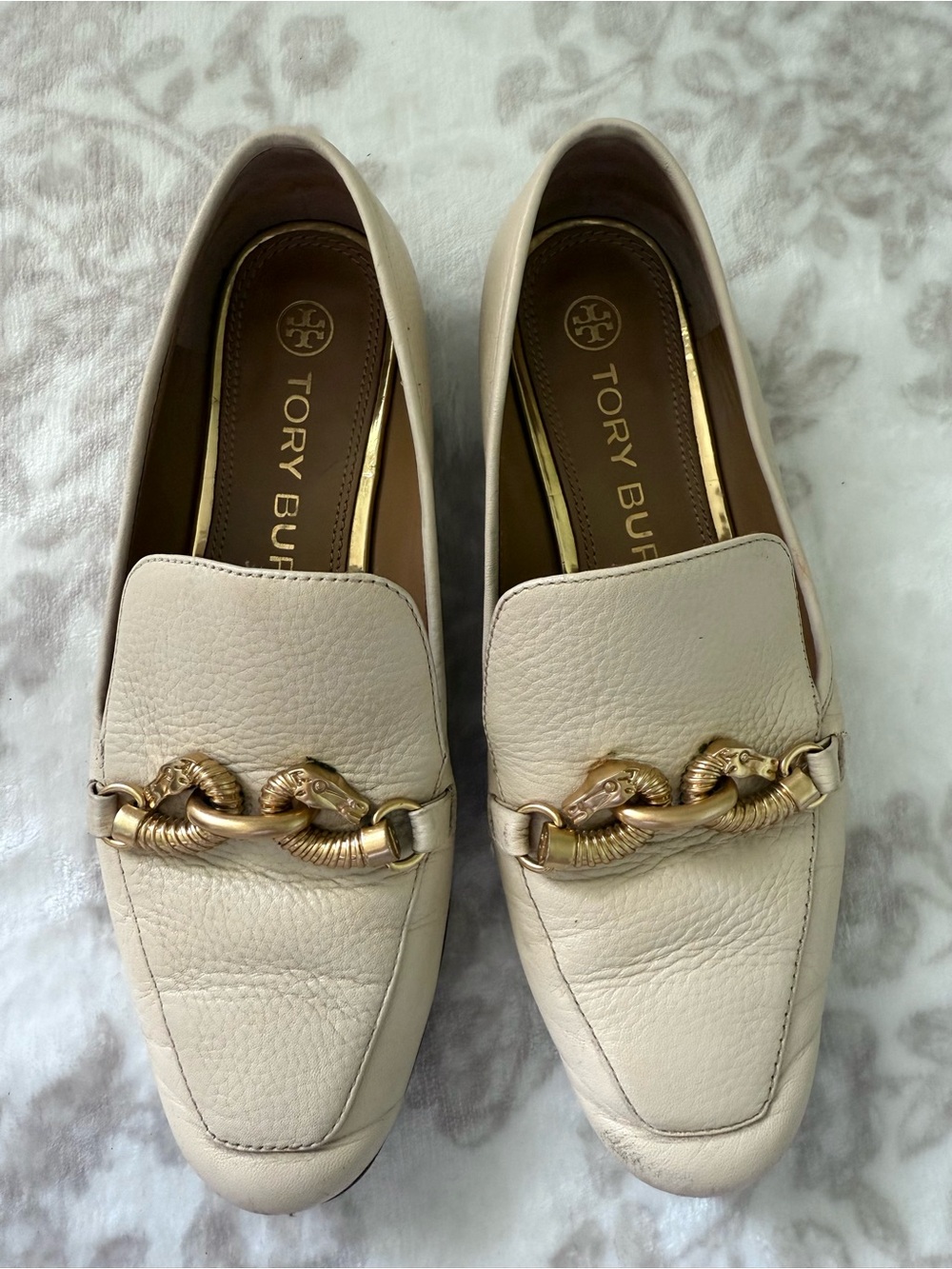 Tory Burch Jessa Cream Leather Loafers